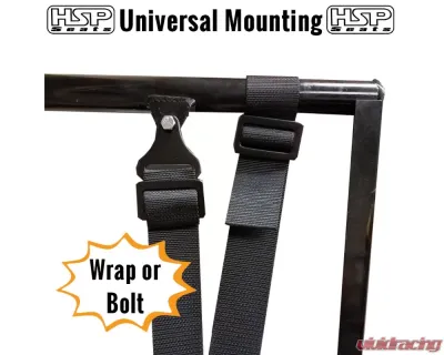 HSP Seats 5 Point Racing Harness 3 In Wide Latch Link Wrap or Bolt Mounting Padded Shoulders Black - SB33LLSFIB-JJHX